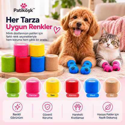 PatiKöşk™ Su Geçirmez Evcil Hayvan Pati Koruyucu Bandaj (Ürün Kodu: PK 103)