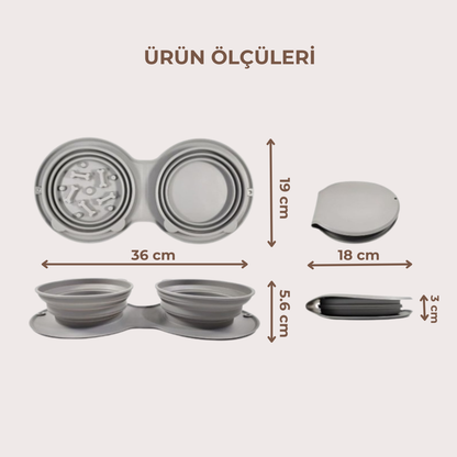 PatiKöşk™ Katlanabilir İkili Mama ve Su Kabı (Ürün Kodu: PK 95)