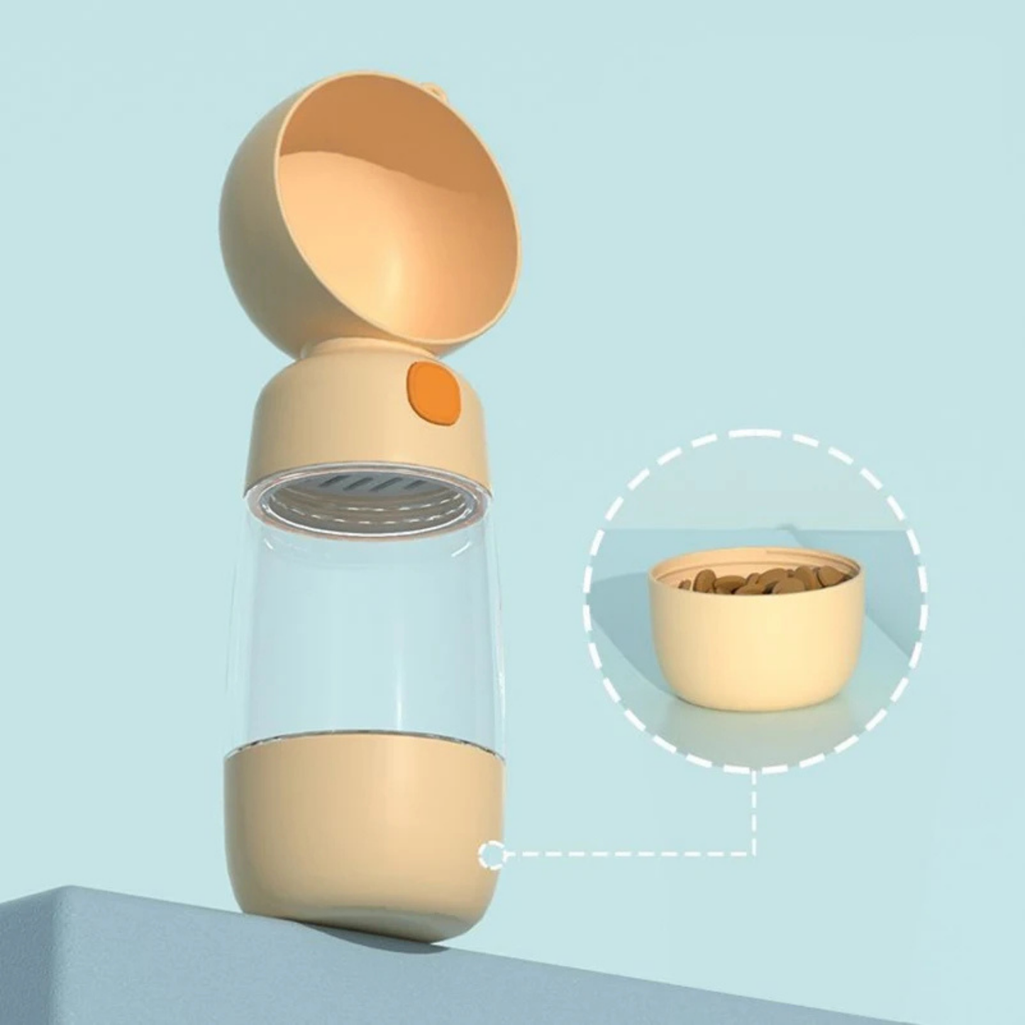 PatiKöşk™ Taşınabilir Evcil Hayvan Mama Hazneli Su Matarası (Ürün Kodu: PK 7)