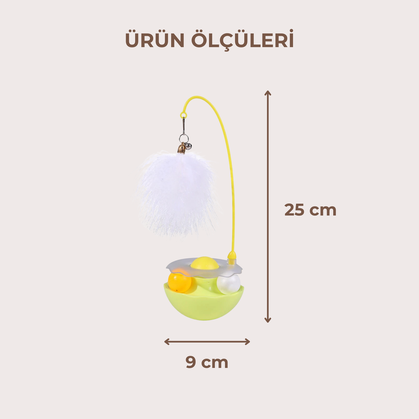 PatiKöşk™ Zilli Kedi Otlu Hacıyatmaz Oyuncağı