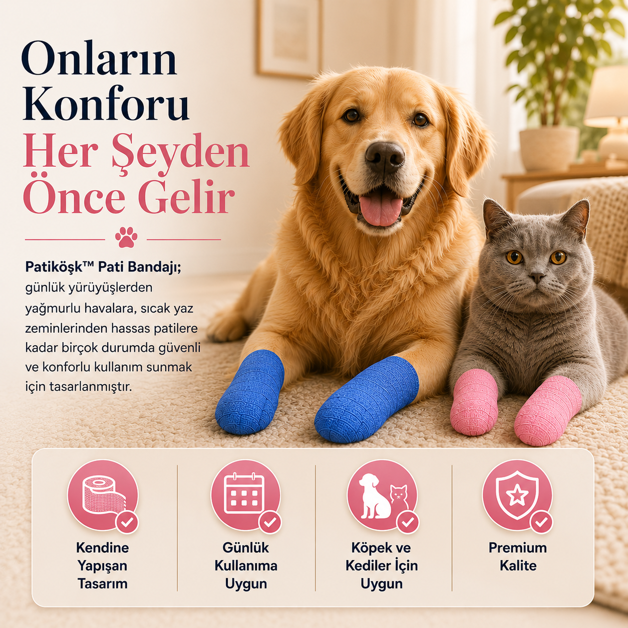 PatiKöşk™ Su Geçirmez Evcil Hayvan Pati Koruyucu Bandaj (Ürün Kodu: PK 103)