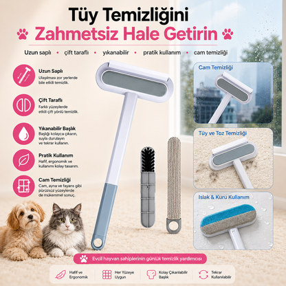 PatiKöşk™ Uzun Saplı Evcil Hayvan Tüy Temizleme Fırçası (Ürün Kodu: PK 39)