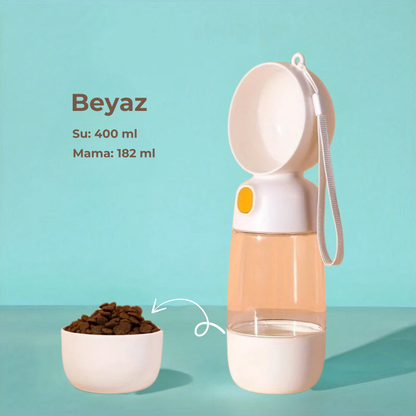 PatiKöşk™ Taşınabilir Evcil Hayvan Mama Hazneli Su Matarası (Ürün Kodu: PK 7)