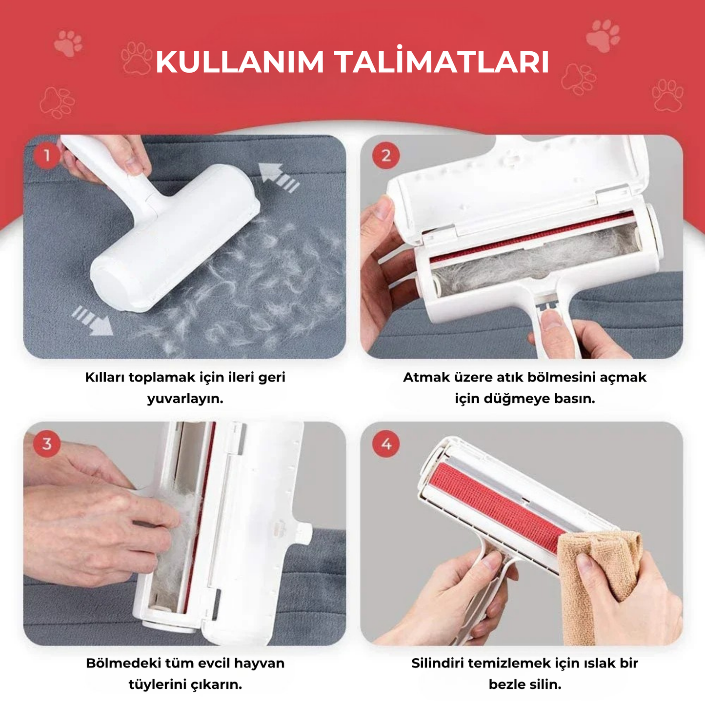 PatiKöşk™ Hazneli Evcil Hayvan Tüy Toplama Fırçası (Ürün Kodu: PK 26)